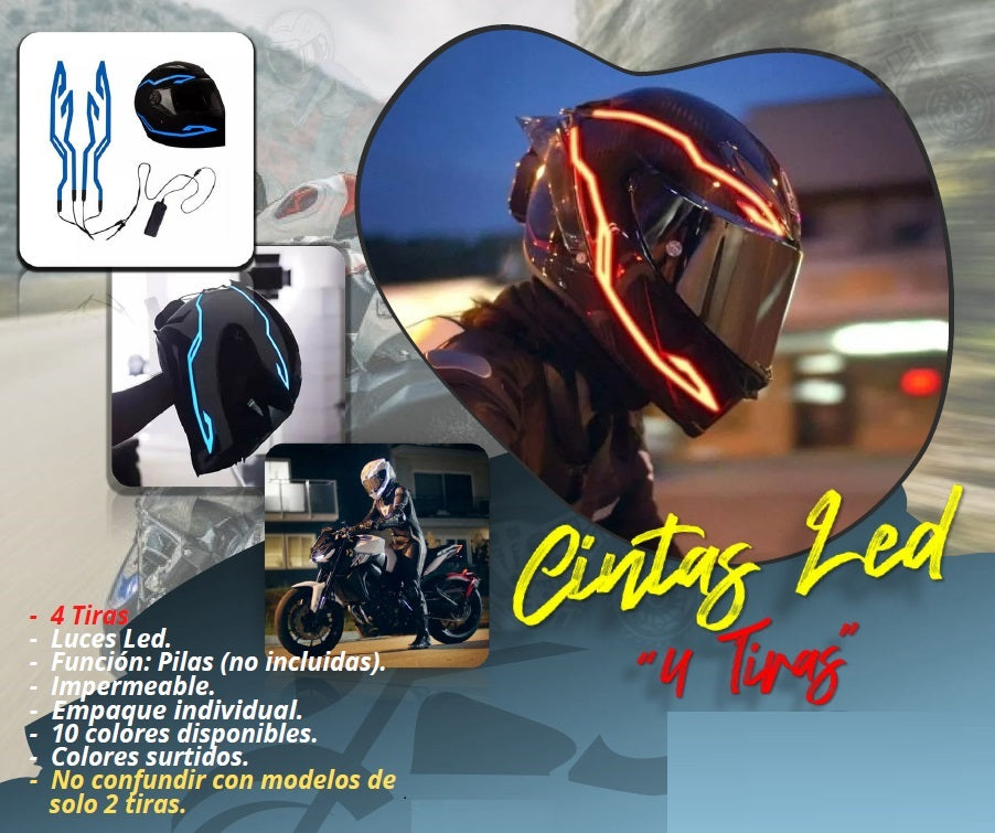Tira De Luz Led Visibilidad Para Casco De Moto Y/O Bici