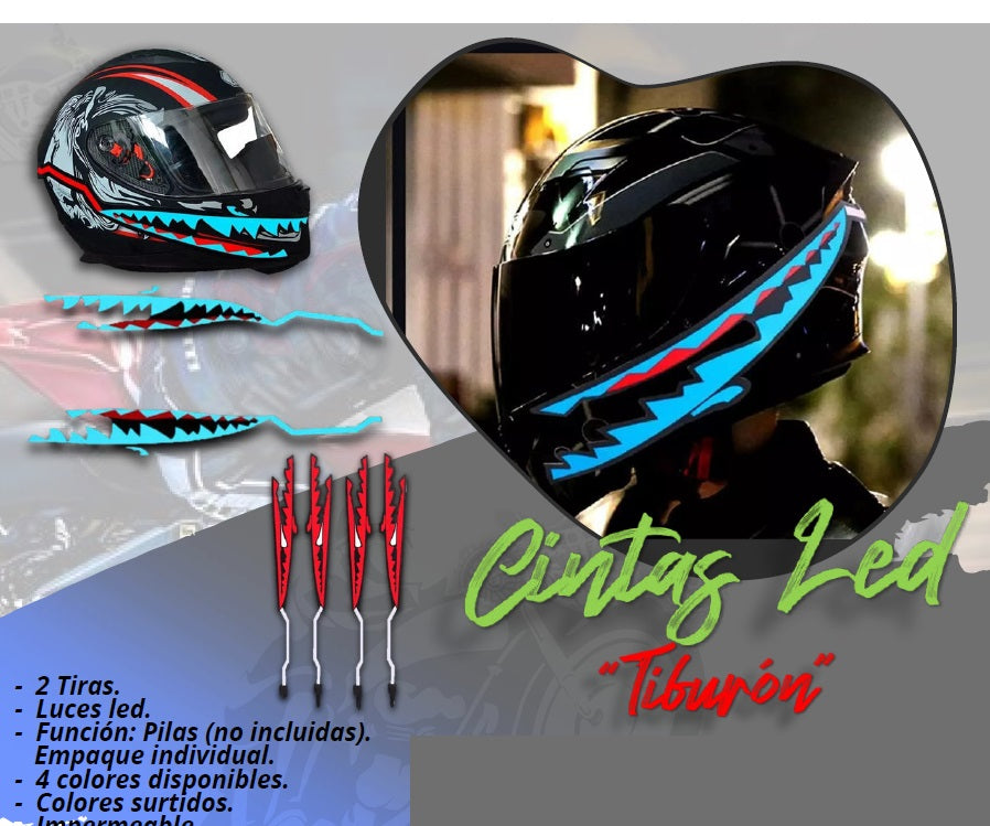Tira De Luz Led Visibilidad Para Casco De Moto Y/O Bici